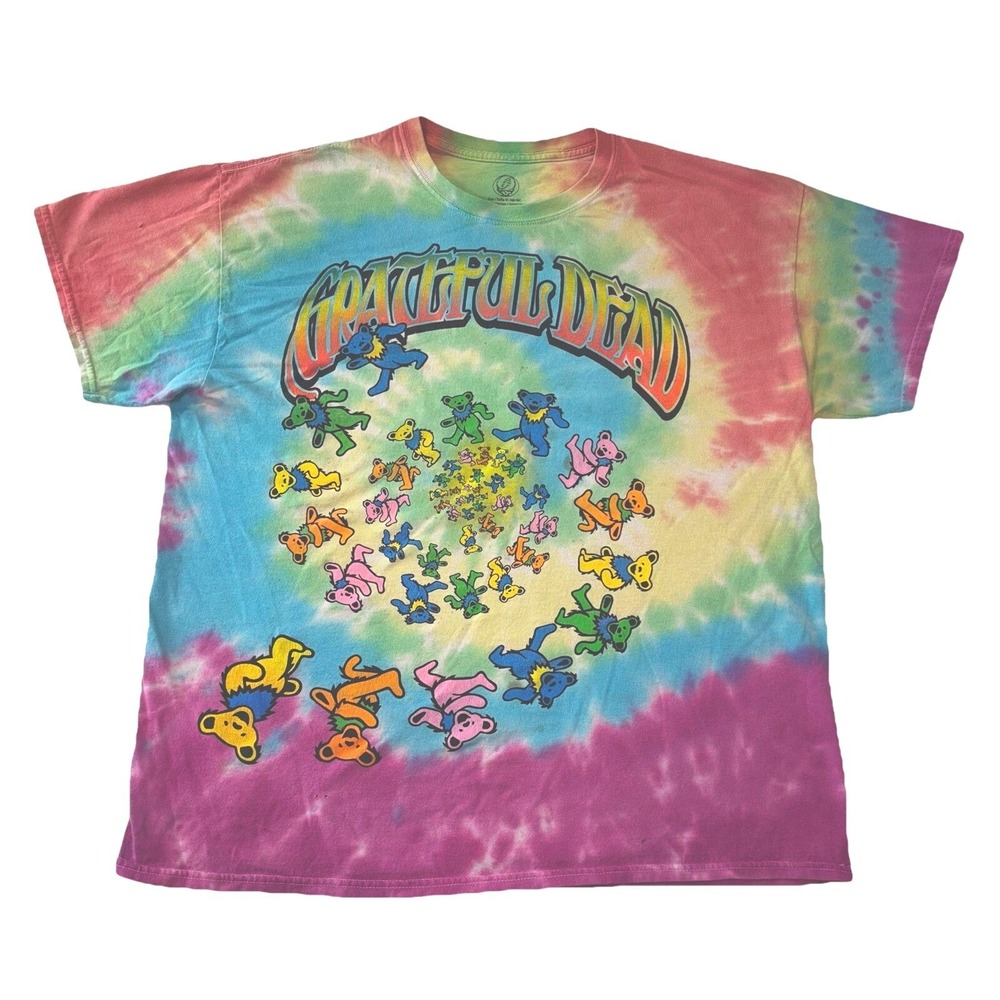 T-Shirt Grateful Dead Dancing Bears Tie Dye Mens Size XL Y2K Teddy Bear Picnic
